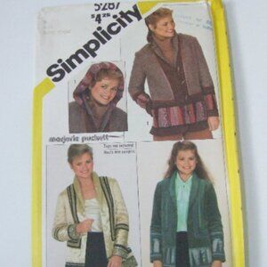 Hooded jacket sewing pattern Simplicity uncut vintage Marjorie Puckett coat 80s